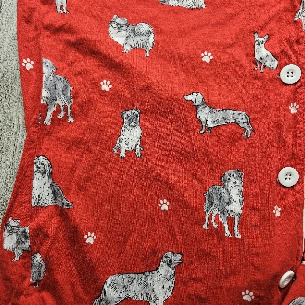 PJ Salvage Women's Pajama Set Women's Medium Red with dogs - Picture 8 of 9
